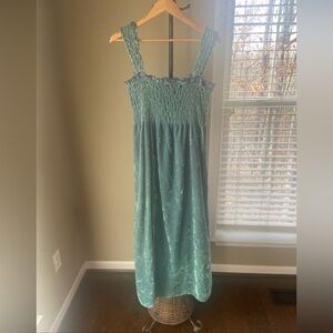 Free People Camille Dress Womens Small Velvet Midi Smocked Romantic Boho